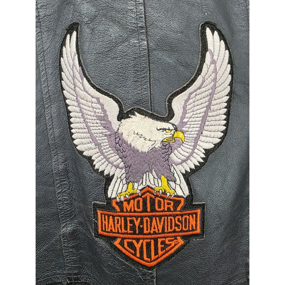 Harley-Davidson Vanguard Leather Vest Size 42 Black Mens Western Style With Eagl - Picture 1 of 9